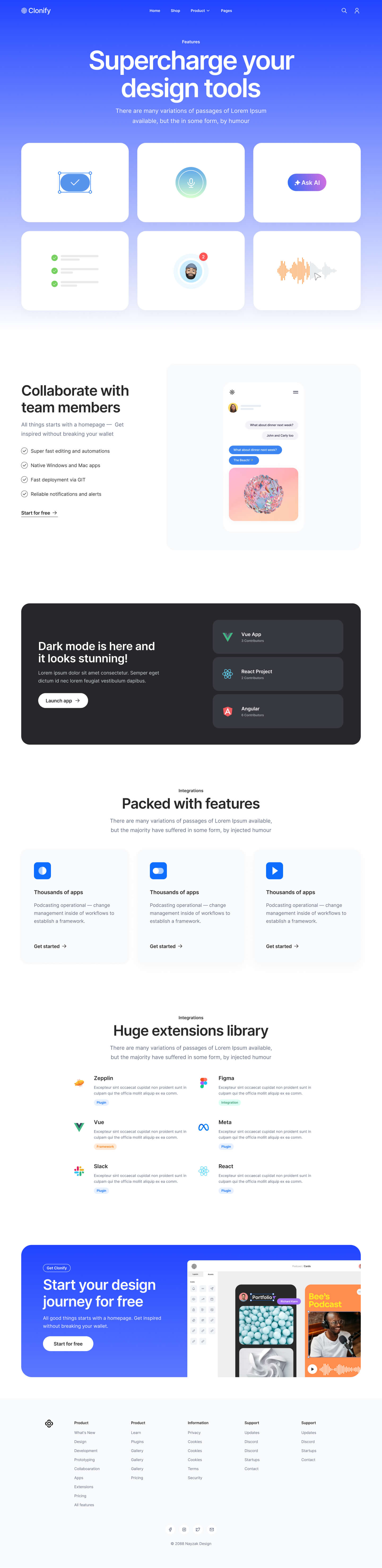 Features page